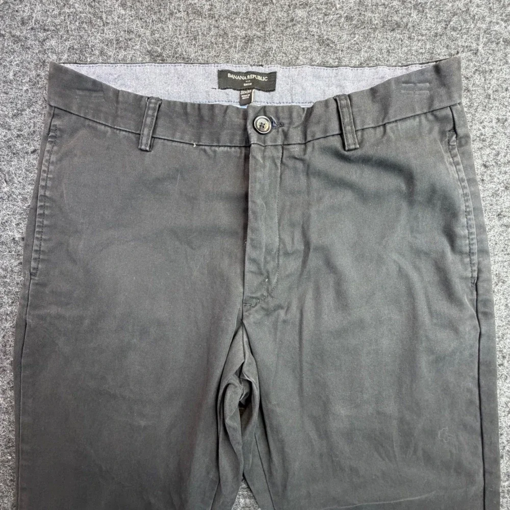 Banana Republic Gavin Chino Pants Mens 32x30 Black Straight Fit Cotton Inseam 29